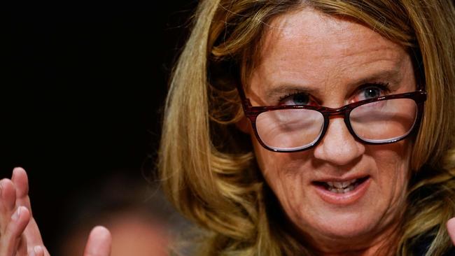 Christine Blasey Ford testifies before the Senate judiciary committee. Picture: AFP