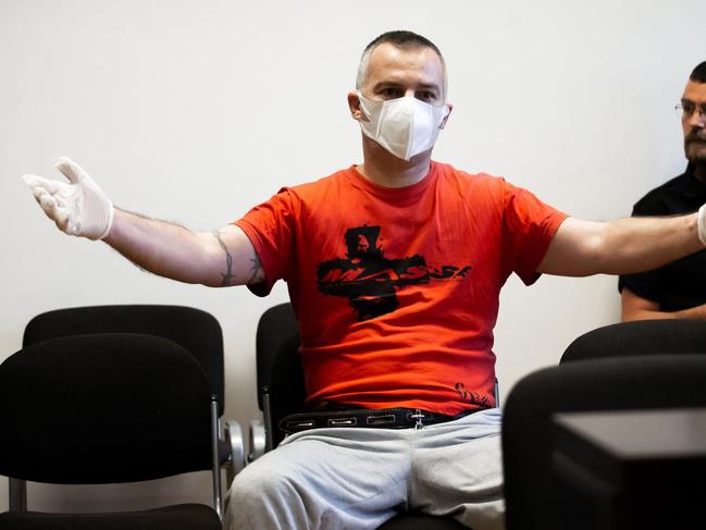 Hrvoje Sabic, accused of stabbing four people in the Tropic Nightclub in Split, in court in Croatia on Tuesday May 26.