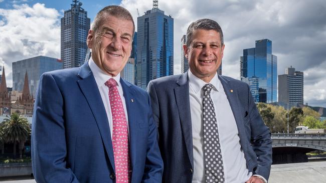 Former Victorian Premiers and political opponents Jeff Kennett and Steve Bracks reunite to talk about the 1999 election. Picture: Jake Nowakowski