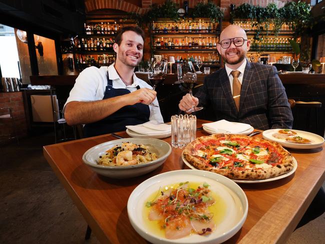 Balboa Italian at Palm Beach has won the Bulletin's best Italian on the Gold Coast for the second year in a row. Head Chef GuyBar Dayan and Group General Manager Luke Cathcart celebrate the win at the restaurant . Picture Glenn Hampson