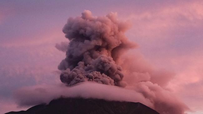 Mount Ruang volcano erupts in Sitaro, North Sulawesi, on April 19. Picture: AFP