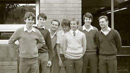 Phil Webster, third from right, in Year 12 in 1983.