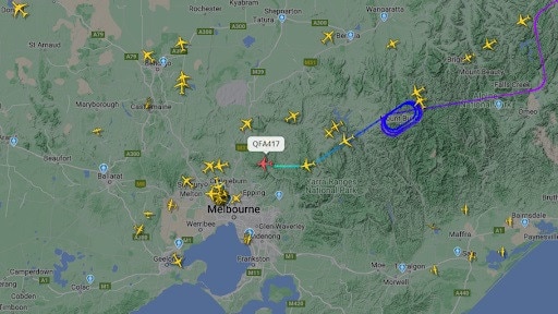 Thick fog is causing delays of up to 40 minutes for flights arriving at Melbourne Airport. Picture: Flightradar24