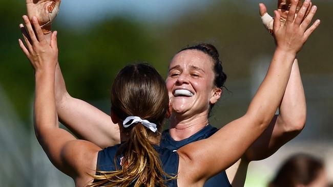 Carlton defender Harriet Cordner will play her 50th game on Saturday. Picture: Michael Willson / Getty Images