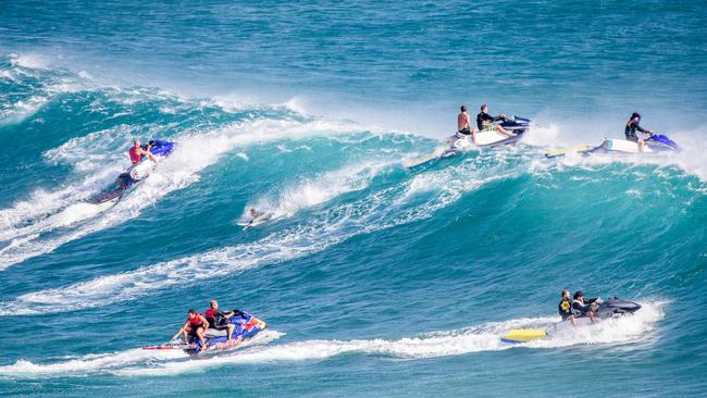 Surfers descend on Kirra as tropical cyclone Oma brings big swell Picture by Luke Marsden.