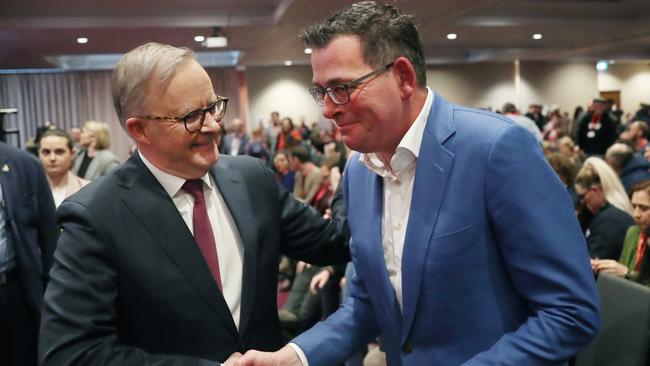 The Premier addressed the Victorian Labor Conference in Melbourne on Saturday. Picture: NCA NewsWire / David Crosling