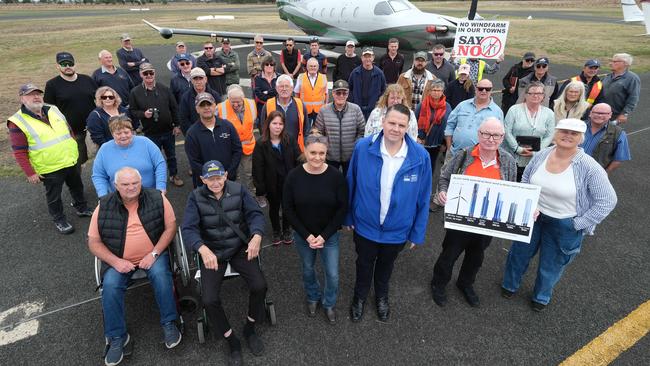 Residents rally against the proposed Tall Tree wind farm. Picture: Mark Wilson