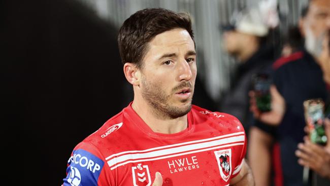 AUCKLAND, NEW ZEALAND - AUGUST 25: Captain Ben Hunt of the Dragons runs out for the round 26 NRL match between New Zealand Warriors and St George Illawarra Dragons at Mt Smart Stadium on August 25, 2023 in Auckland, New Zealand. (Photo by Dave Rowland/Getty Images)