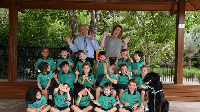 MY FIRST YEAR: Funny faces. Matthew Flinders Anglican College Preps. Picture: Patrick Woods.