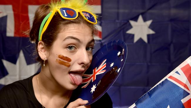 Storm McInerney is set for the vegemite licking competition at the Brewery. Picture: Evan Morgan