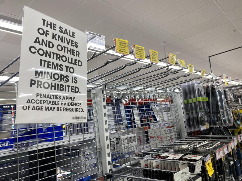 Coles stores across Australia removed knives from their shelves.