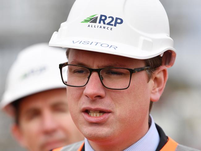 Minister for Transport and Infrastructure Stephan Knoll is seen during an infrastructure announcement in Croydon, Adelaide, Wednesday, June 24, 2020. The State Government has announced $145 million to unlock infrastructure jobs in SA. (AAP Image/David Mariuz) NO ARCHIVING