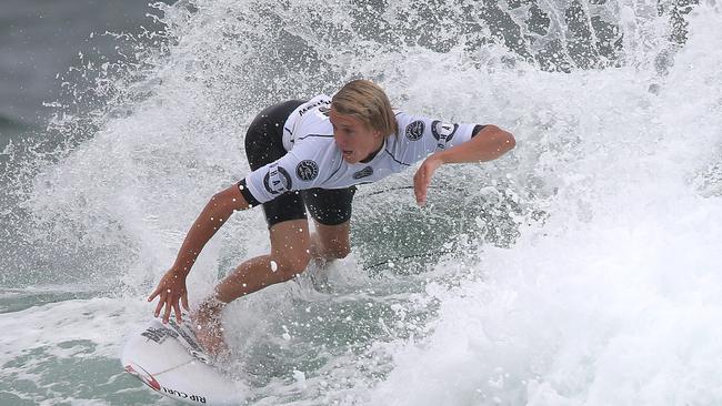 Jacob Willcox in action during the men's final of the Tweed Coast Pro World Surf League qualifying series held at the Cabarita Beach, New South Wales. Picture: Regi Varghese