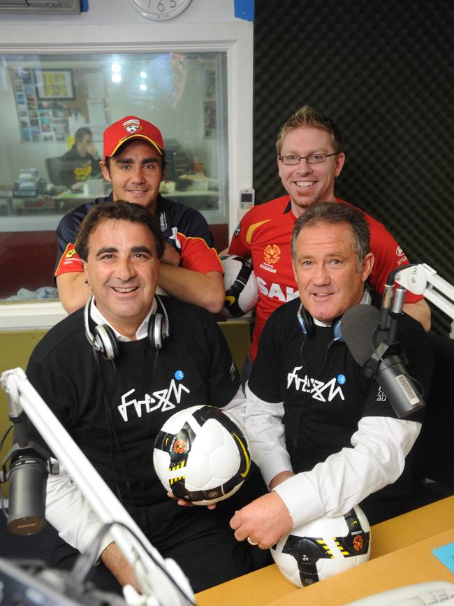 Dom in a previous radio role with Fresh with Alby Kidd, Travis Dodd and Cam Wallace. Picture: Advertiser Radio