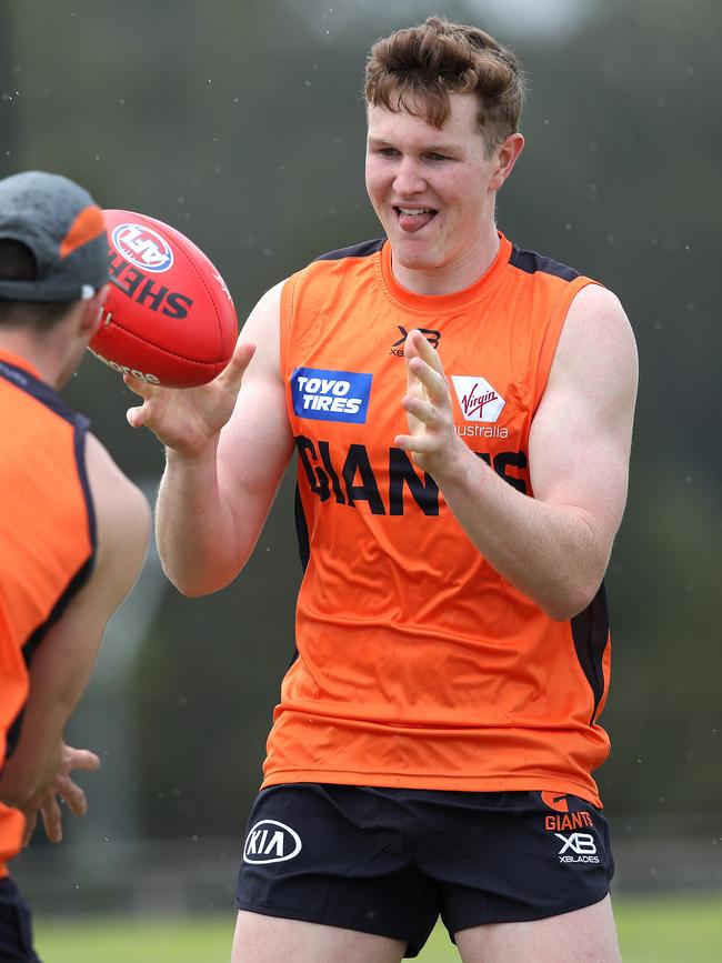 PLEASE CHECK WITH DT SPORT BEFORE USE - Feature on the GWS Giants first session back for the whole squad after being last seasons Grand Finalists. New draftee Tom Green. Picture. Phil Hillyard