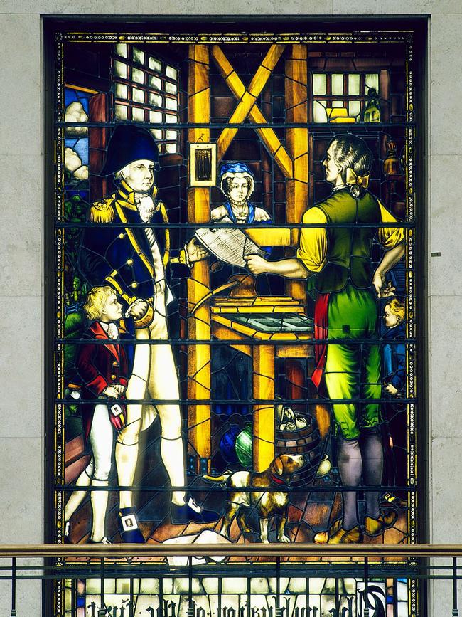 George Howe’s first press is detailed in the Sydney Gazette, a stained-glass window on display in the Mitchell Library Reading Room, State Library of NSW.