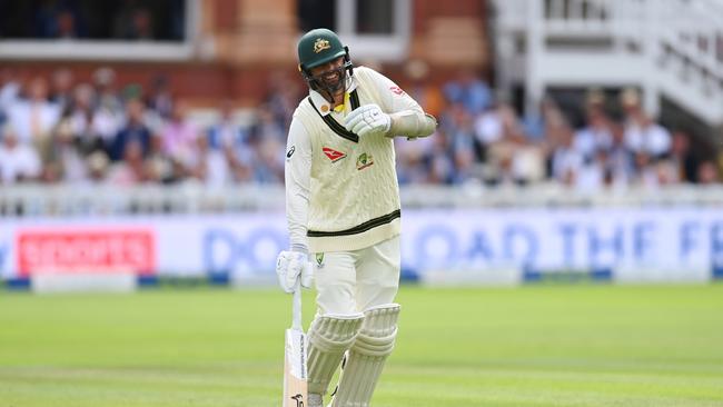 Nathan Lyon attempts to run between wickets during Day Four. Picture: Getty