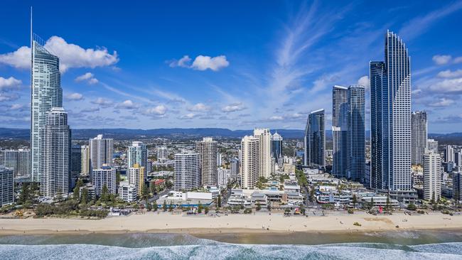 A view of the Gold Coast skyline at Surfers Paradise.