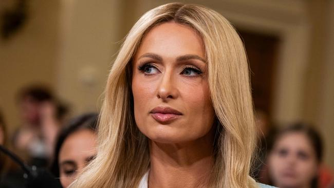 Paris Hilton testified before Congress while advocating to modernise child welfare programs. Picture: AFP
