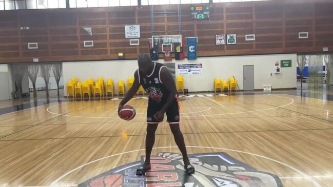 Darwin Salties centre Nate Jawai shows off his skills