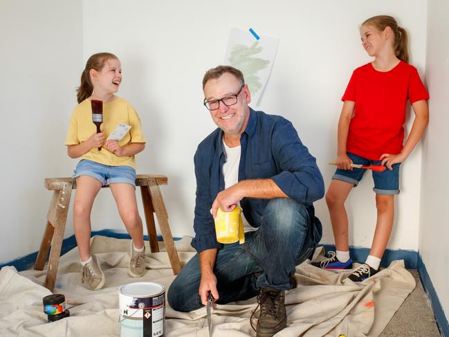 DIY expert Matt Carman with daughters, Adeline and Lil. Picture Matt Turner.