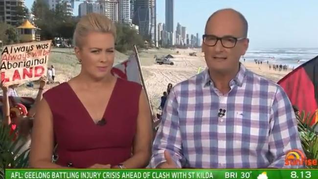 The hosts addressed the drama unfolding behind them. Picture: Channel 7