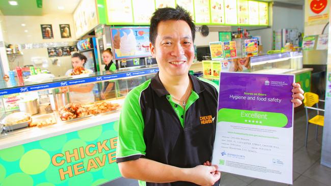 Chester Hill Chicken Heaven owner Paul Hong, who scored a 5 out of 5 food safety rating, agrees Scores on Doors should be compulsory. Photo: Phillip Rogers