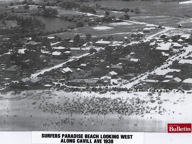  Surfers Paradise Beach looking west along Cavill Ave 1938 