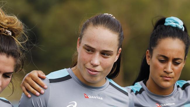 Byers with teammates at Australian Womens 7s training earlier this year.