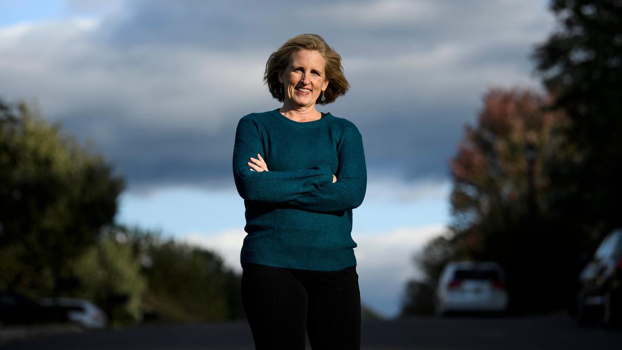 Juli Briskman, who was fired after giving US President Donald Trump's motorcade the middle finger while cycling, has won a seat on the Loudoun County Board of Supervisors, in Sterling, Virginia. Picture: Brendan Smialowski / AFP.