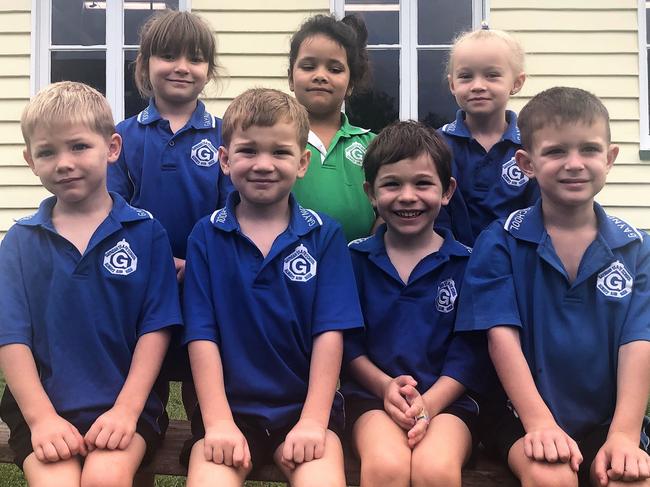 Gayndah State School prep students Emelyn Crossland, Harper Wells, Miley Sadler-Kreis, Zachary Rose, Hudson Willis, Cooper Ostwald and Brock Fischer.