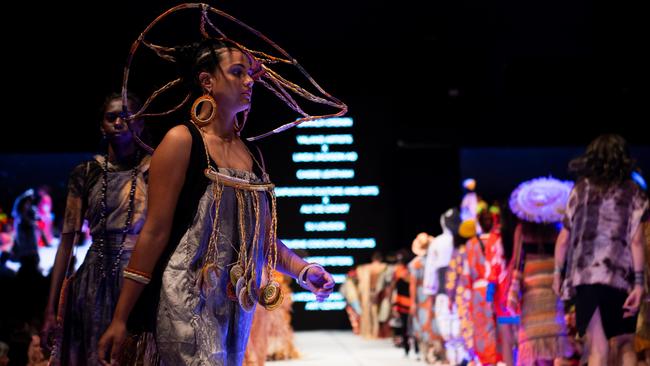 2024 Country to Couture at the Darwin Convention Centre showcases hand-designed First Nations fashion. Picture: Pema Tamang Pakhrin