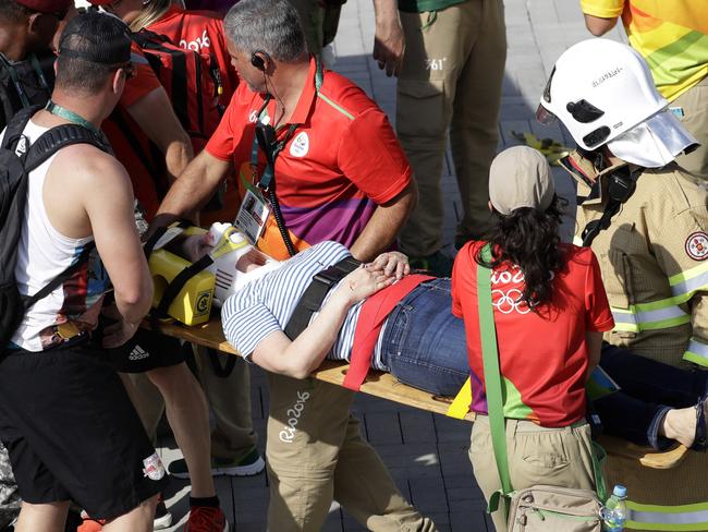 A falling camera has injured four people in the Olympic Park.