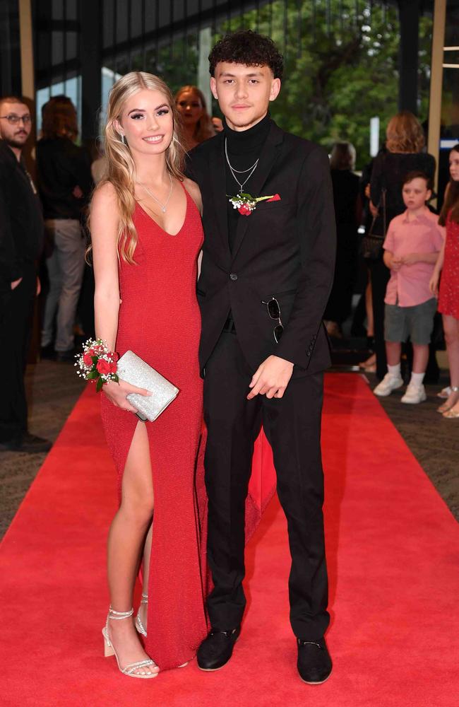 Indi and Cameron at Caloundra State High School formal. Picture: Patrick Woods.