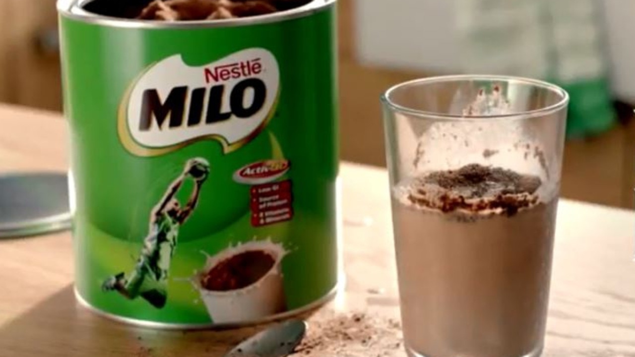 Nestle was shamed for its ‘Add more milk’ campaign at the national Parents’ Voice Fame and Shame Awards. Picture: Milo/Youtube