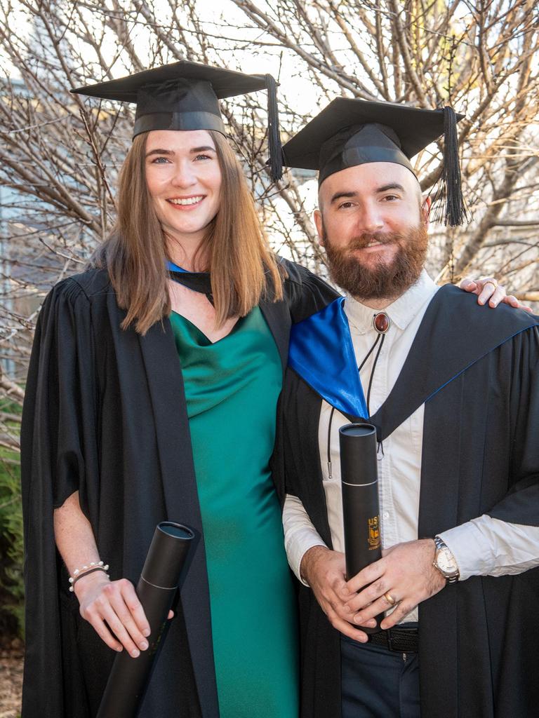 Georgia Coonan and Bernard Borserio graduate with a Master of Clinical Psychology. UniSQ graduation ceremony at Empire Theatre, Tuesday June 27, 2023.