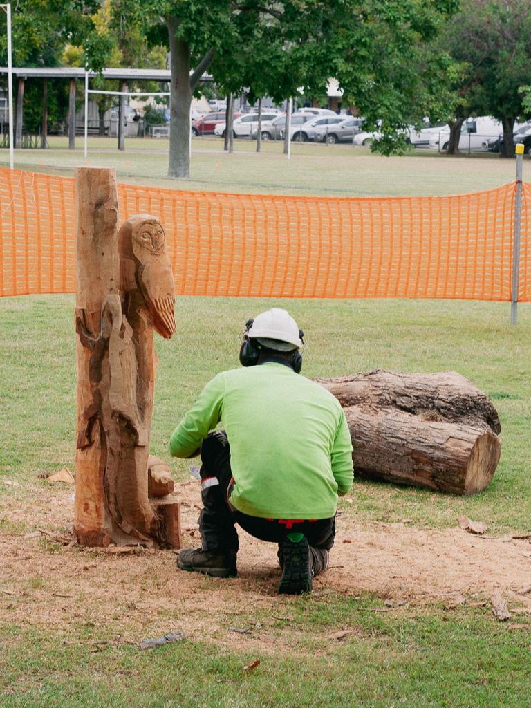 A wood artists display at the 2023 Gayndah Orange Festival.