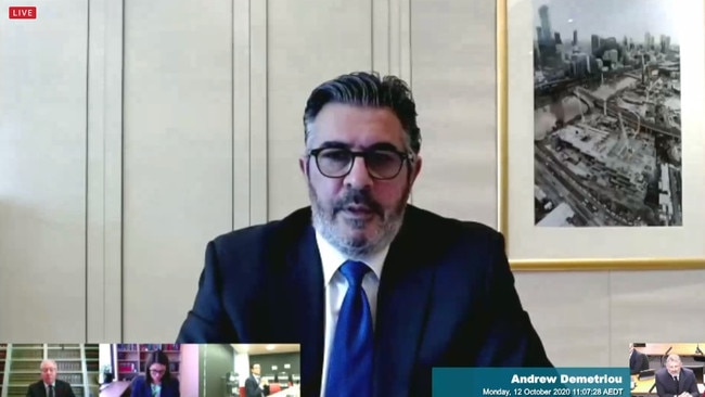 Andrew Demetriou gives evidence to NSW Crown casino licence inquiry via video link. Picture: Supplied.