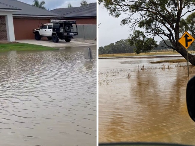 Parts of Victoria have already experienced mild flooding, with the SES making two rescues since Sunday midnight. Picture: X @scottie_bourne and @IamRebekahLowe