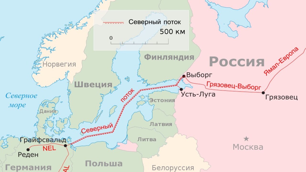 A map showing the Nord Stream 2 pipeline.