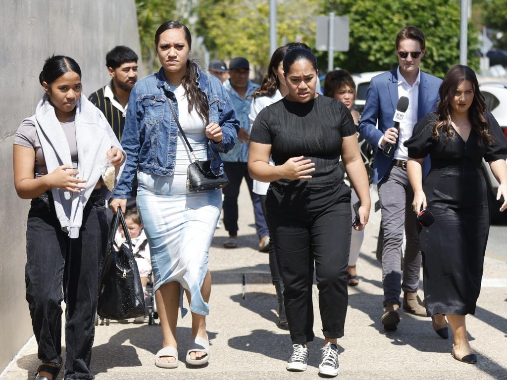 Mr Tauaa’s loved ones outside the Beenleigh Magistrates Court. Picture: Josh Woning