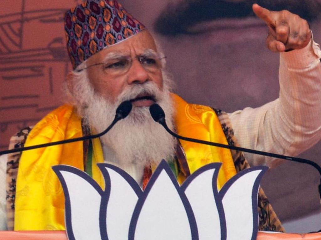 Indian Prime Minister Narendra Modi speaking at a rally. The PM has been under scrutiny from critics after a number of anti-government social media posts were deleted.