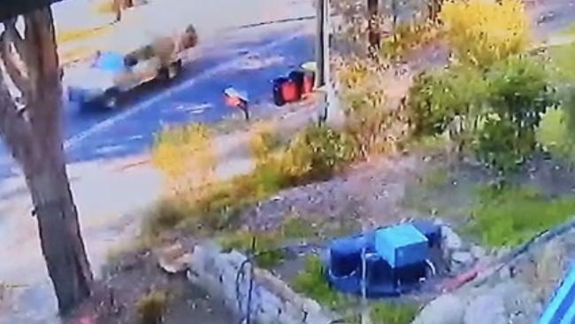 CCTV allegedly shows Nicole Teo’s Toyota LandCruiser driving on the wrong side of Settlers Road.