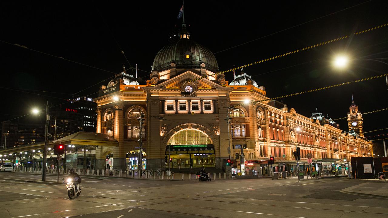 Flinders St railway station was deserted. Picture: Paul Jeffers/The Australian