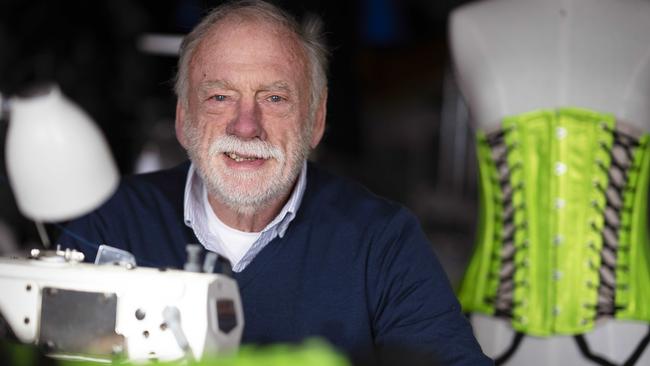 Corset maker Anthony Phillips at work on one of the Rocky Horror costumes in his Lalla workshop. Picture: Rob Burnett