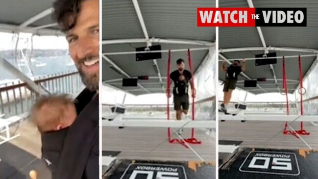 Tim Robards slammed for working out with newborn