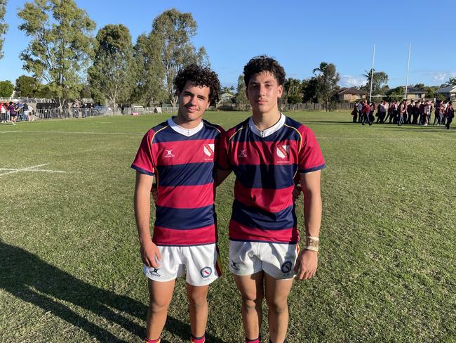 Seamus Boakes and Trent Picot of Brisbane State High School's First XV.