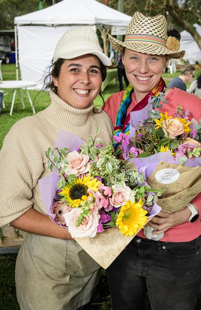 Belle Bouquets owner Lisel Vonhoff (left) with Vee Levien at her stall at the Hampton Festival, Saturday, May 17, 2025. Picture: Kevin Farmer