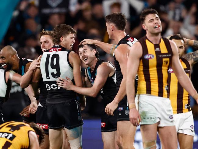 Port held on just to beat the Hawks. Picture: Michael Willson/AFL Photos via Getty Images