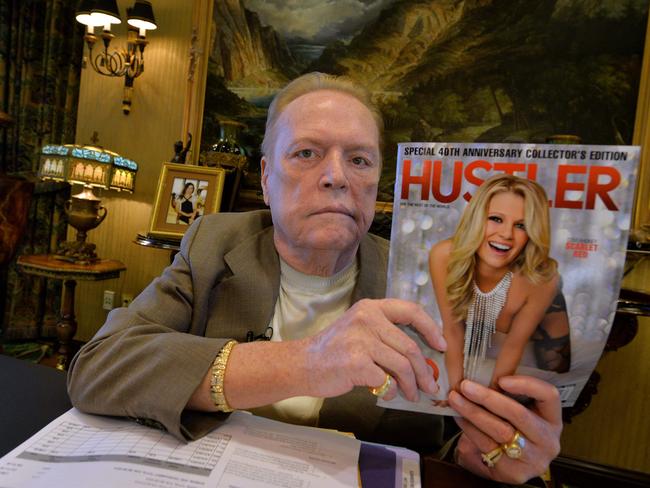 Larry Flynt on the 40th anniversary of Hustler magazine in 2014. Picture: AFP